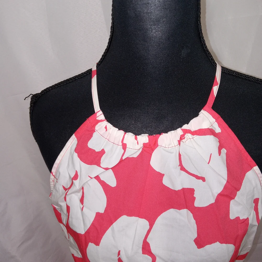 Banana Republic Coral Floral Poplin Halter Midi Dress Size 6 NWT $120 - Picture 4 of 15